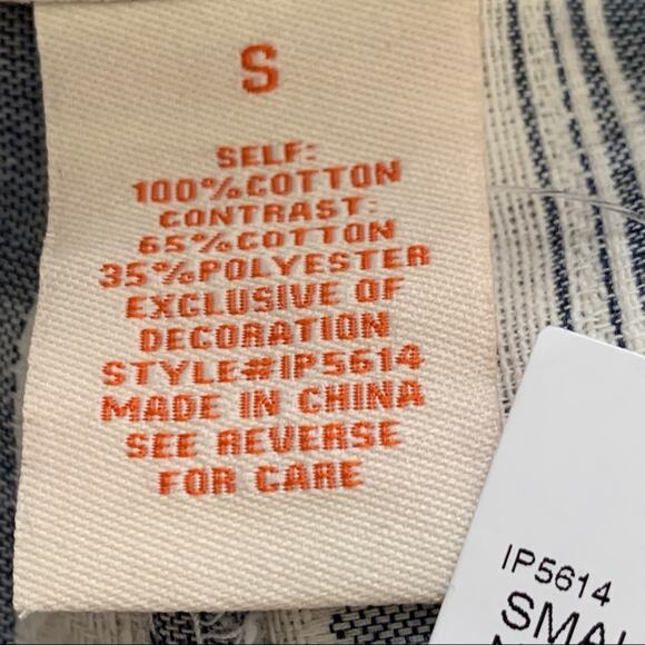 Flying Tomato Pants Wide Leg Blue Taupe Striped High Waisted Palazzo Small NWT - Picture 9 of 12